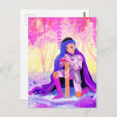 Een mooie dame met blauw haar briefkaart (Voorkant / Achterkant)