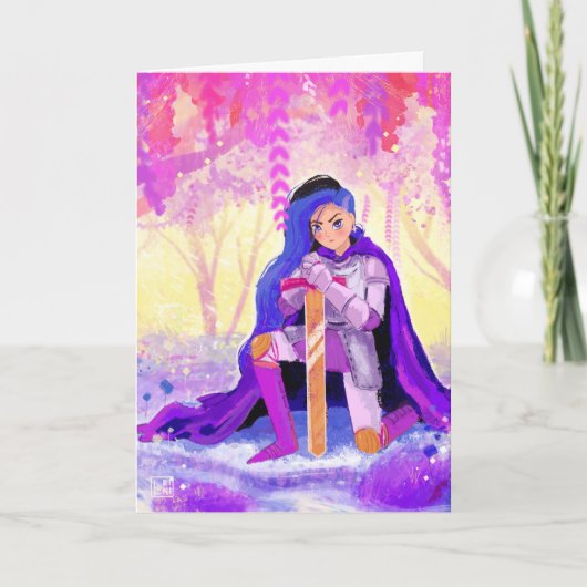 Een mooie dame met blauw haar briefkaart (Voorkant)