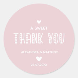 Een mooie dank! Cute Typography Blush Wedding Ronde Sticker