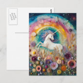 Een mooie eenhoorn in Wildflower Briefkaart (Voorkant / Achterkant)