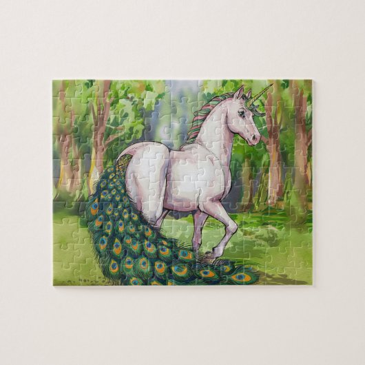 Een mooie eenhoorn pauw legpuzzel (Horizontaal)