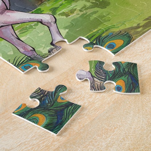 Een mooie eenhoorn pauw legpuzzel (Zijkant)