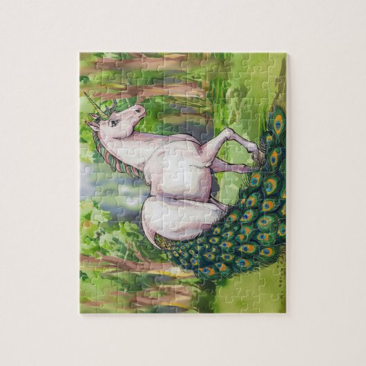 Een mooie eenhoorn pauw legpuzzel (Verticaal)