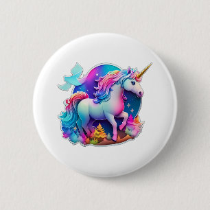 Een mooie eenhoorn Sticker Ronde Button 5,7 Cm