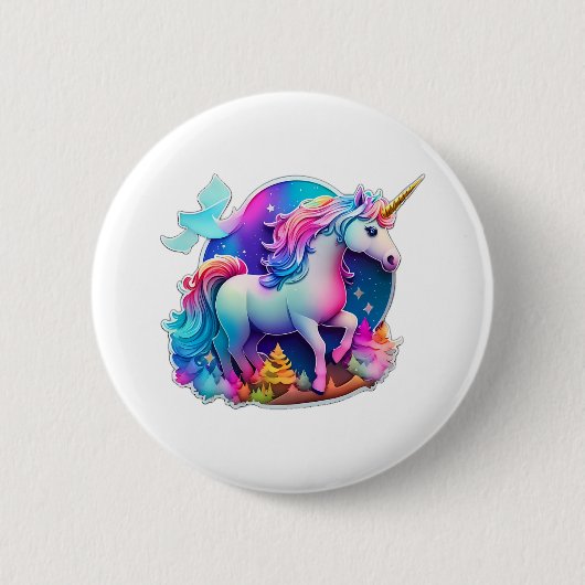 Een mooie eenhoorn Sticker Ronde Button 5,7 Cm (Voorkant)