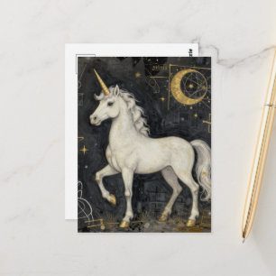 Een mooie eenhoorn zwart goud collage briefkaart