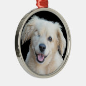 Een mooie eenogige hond. metalen ornament (Rechts)