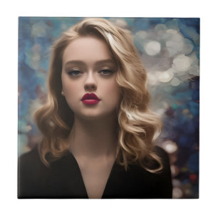 Een mooie eenzame vrouw tegeltje