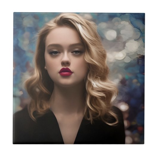 Een mooie eenzame vrouw tegeltje (Voorkant)