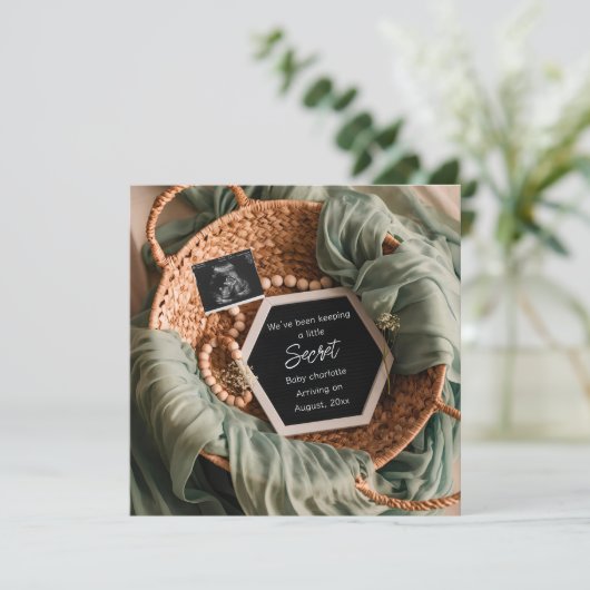 Een mooie elegante zwangerschapsaankondiging kaart (Staand voorkant)