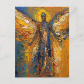 Een mooie engel blauw goud briefkaart (Voorkant)