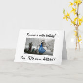 EEN MOOIE ENGEL OP HAAR WINTERVERJAARDAG KAART (Gele Bloem)