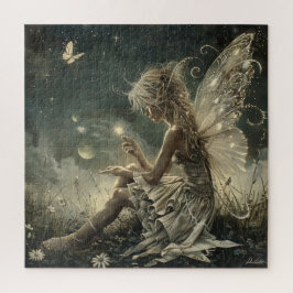 Een mooie fee in het maanlicht legpuzzel