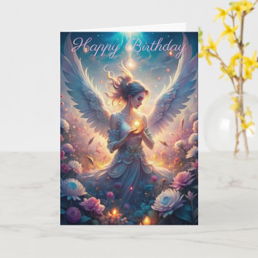 Een mooie fee kaart (Gele Bloem)