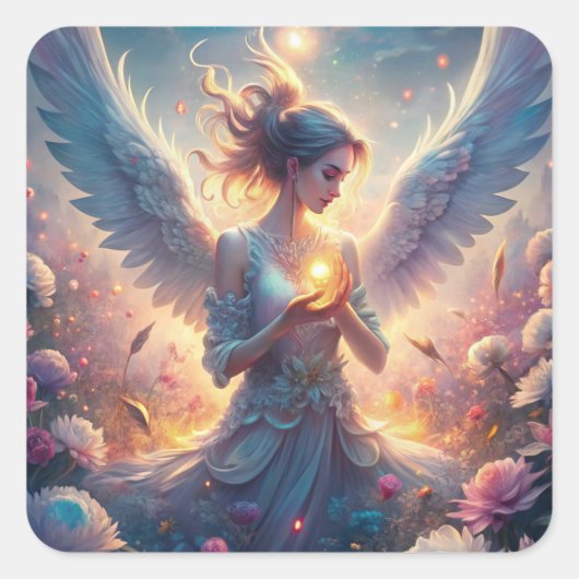 Een mooie fee vierkante sticker (Voorkant)