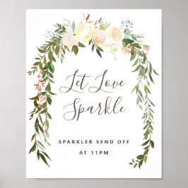Een mooie Floral Wedding Let Love Sparkle Sign Poster