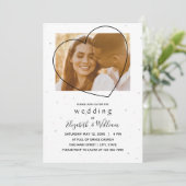 Een mooie foto-hartlijn Elegant Wedding Kaart (Staand voorkant)