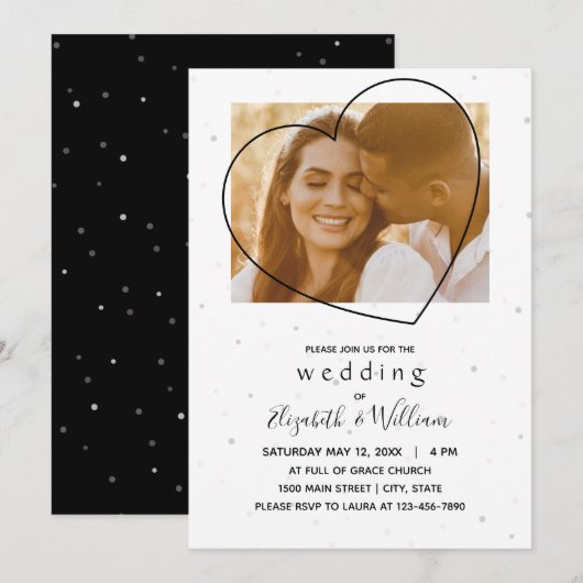 Een mooie foto-hartlijn Elegant Wedding Kaart (Voorkant / Achterkant)