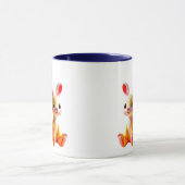 Een mooie foto met een konijn en gekleurde vogels. mok (Midden)