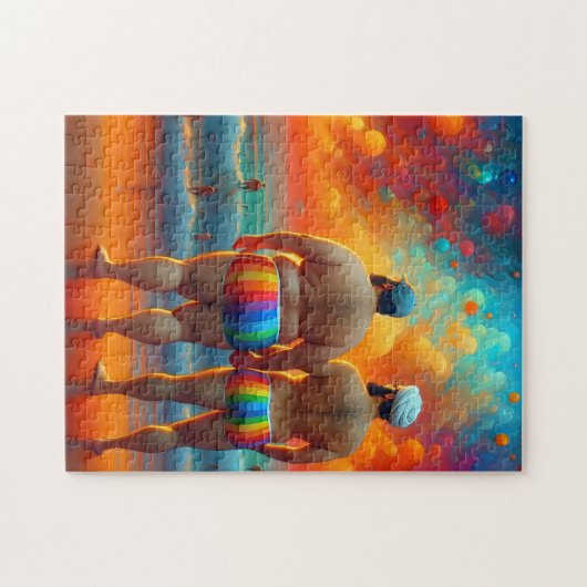 Een mooie gay dag op het strand legpuzzel (Horizontaal)