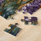 Een mooie gemberkat in een lavendelveld legpuzzel (Zijkant)