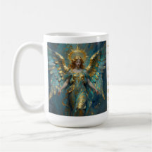 Een mooie gouden en turquoise engel gepersonalisee