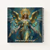 Een mooie gouden en turquoise engel gepersonalisee notitieboek (Achterkant)