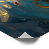 Een mooie gouden en turquoise engel  poster (Hoek)