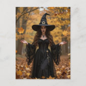 Een mooie heks in de herfst briefkaart (Voorkant)