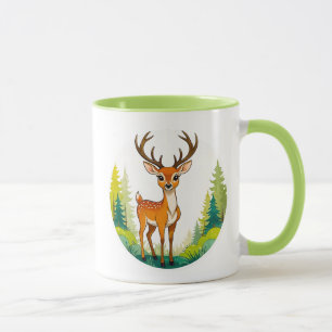 Een mooie hert in het bos tekenen. mok