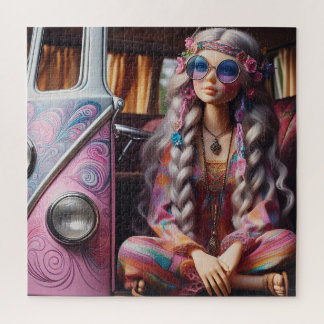 Een mooie hippie-meisje legpuzzel