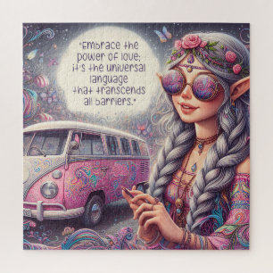 Een mooie hippie-meisje legpuzzel