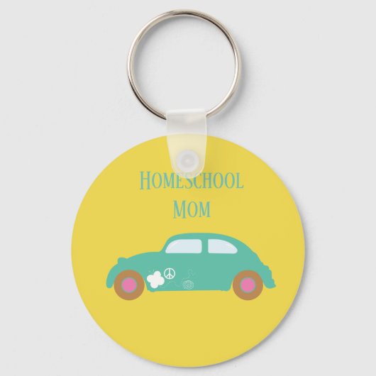 Een mooie homeschool moeder hippie-auto sleutelhanger (Voorkant)
