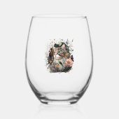 Een mooie kat met bouquet rozen voor kattenliefde wijnglas zonder voet (Voorkant)