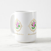 Een mooie keramische mag met roos design koffiemok (Voorkant links)