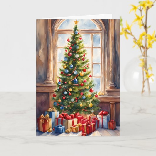 Een mooie kerstboom kaart (Gele Bloem)