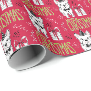 Een mooie kerstcadeauomslag met een schattige pupp cadeaupapier