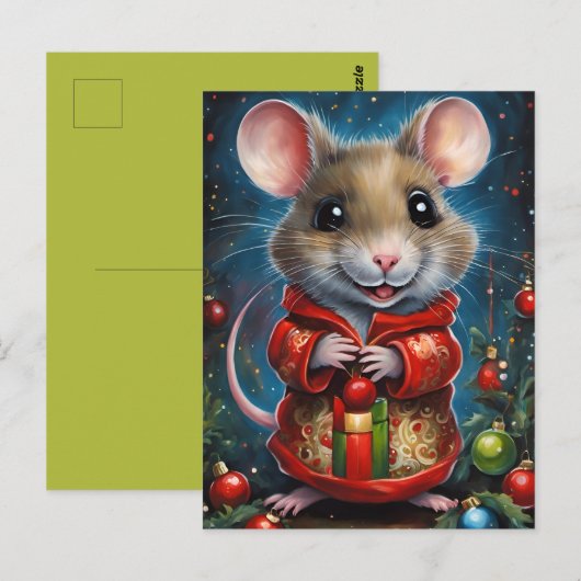 Een mooie kerstmuis briefkaart (Voorkant / Achterkant)