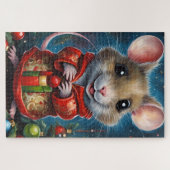 Een mooie kerstmuis legpuzzel (Horizontaal)