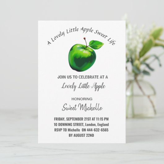 een mooie kleine appel zoete leven uitnodiging (Staand voorkant)