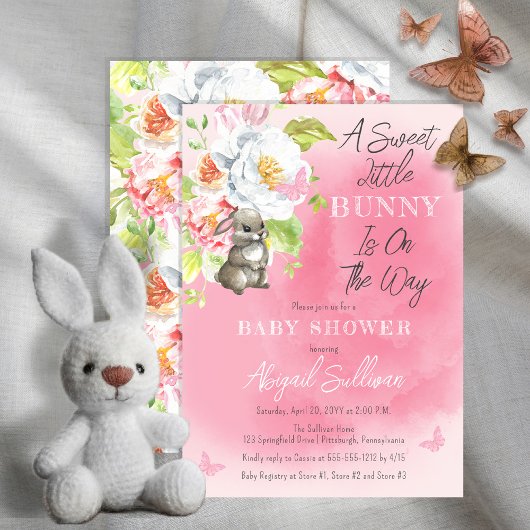 Een mooie kleine bunny is onderweg Baby shower Kaart