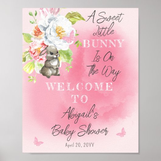 Een mooie kleine bunny is onderweg Baby shower Poster (Voorkant)