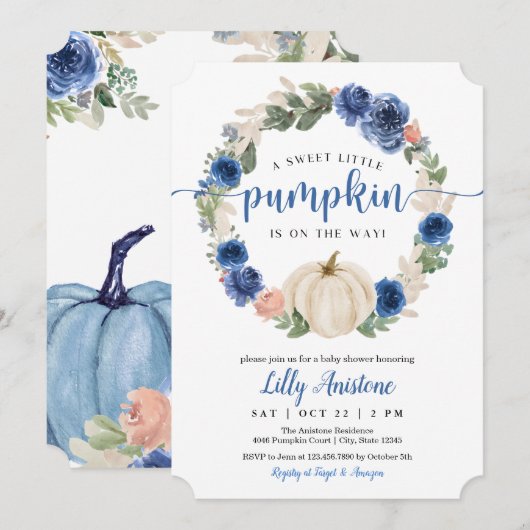 Een mooie kleine pompoen is onderweg. Baby Shower Kaart (Voorkant / Achterkant)