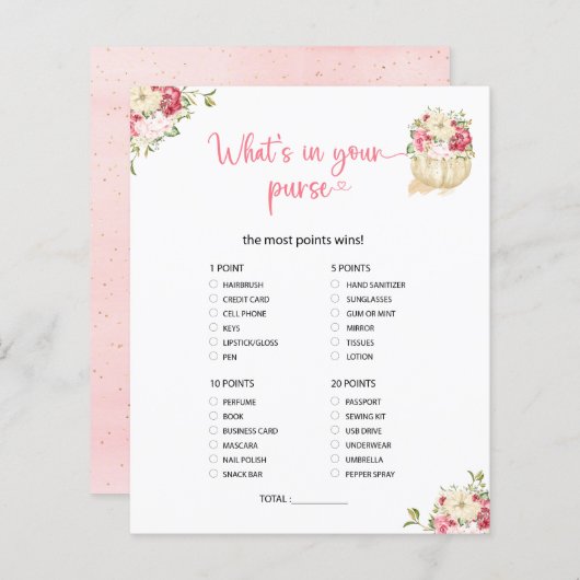 Een mooie kleine pompoen wat zit er in je handtas? (Voorkant / Achterkant)