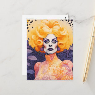 Een Mooie Kleurrijke Drag Queen Briefkaart