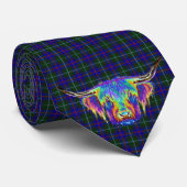 Een mooie, kleurrijke hooglandkoe op tartan. stropdas (Opgerold)