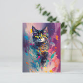 Een Mooie Kleurrijke Kat Briefkaart (Staand voorkant)