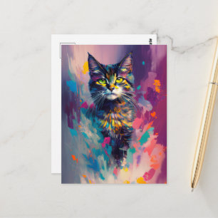 Een Mooie Kleurrijke Kat Briefkaart