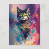 Een Mooie Kleurrijke Kat Briefkaart (Voorkant)