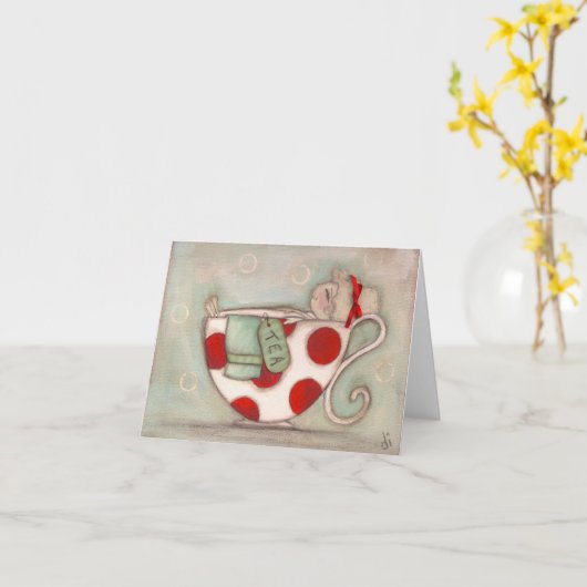 Een mooie kop thee - Note Cards Kaart (Gele Bloem)